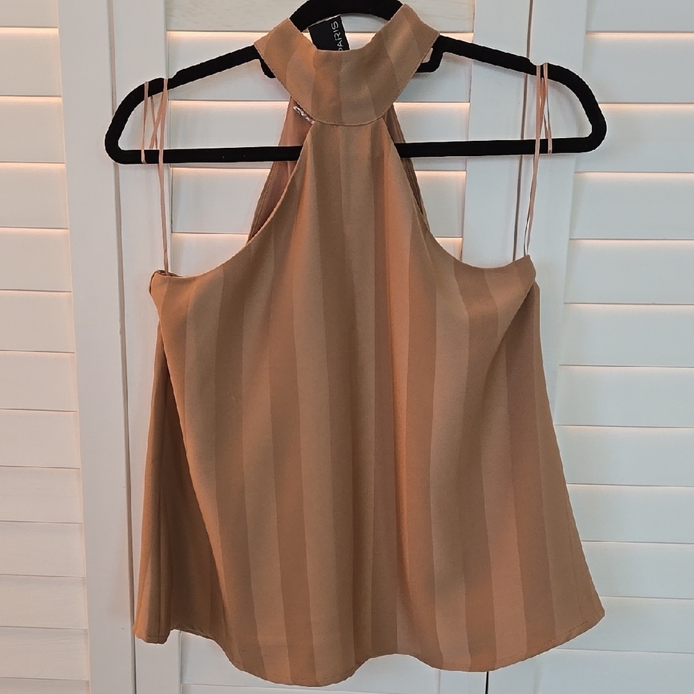 Lucy Paris Tan Sleeveless Halter Blouse